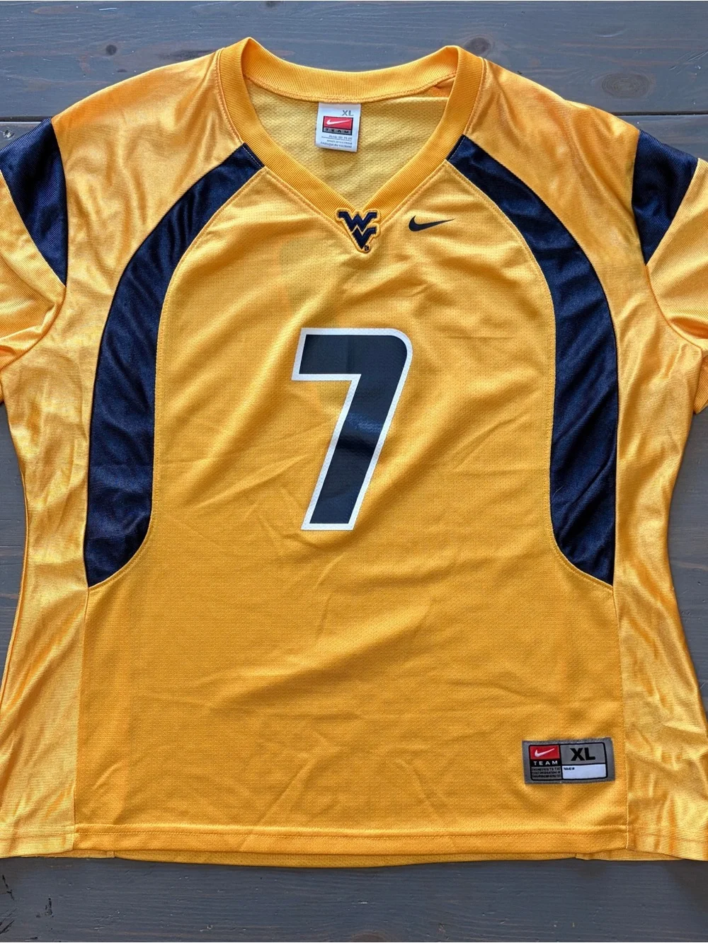 Nike Gold and Navy Football Jersey with #7 Youth XL